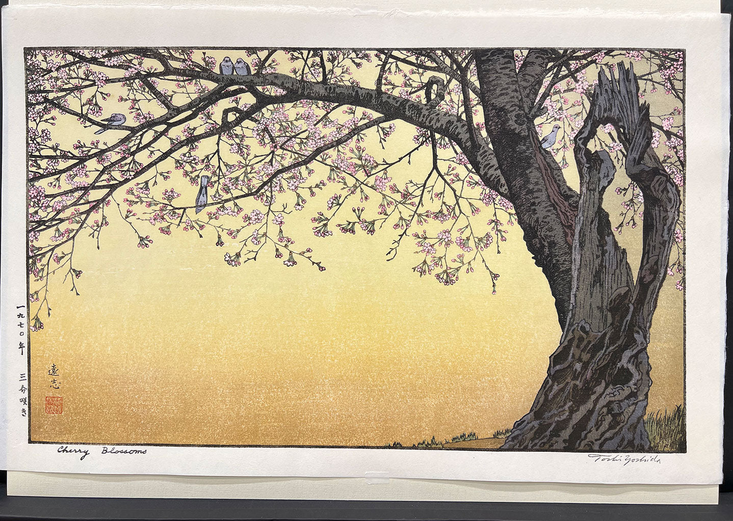 Woodblock print "Cherry Blossom" by Yoshida Toshi Published by Yoshida Studio