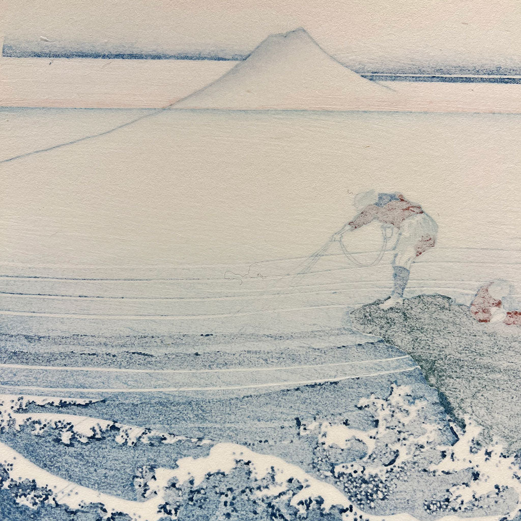 Woodblock print "View at Kajikazawa of Yamanashi" by Hokusai Published by UNSODO