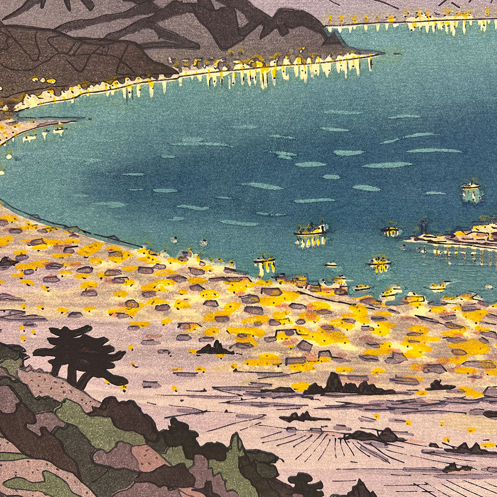 Woodblock print "Mt. Fuji over Nihondaira" by Okada Koichi Published by UNSODO