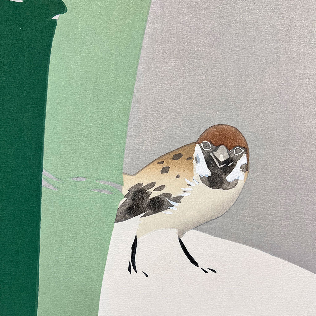 Woodblock print "Bamboo in the snow" by Kamisaka Sekka Published by UNSODO