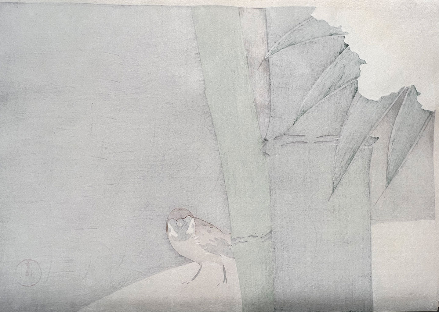 Woodblock print "Bamboo in the snow" by Kamisaka Sekka Published by UNSODO