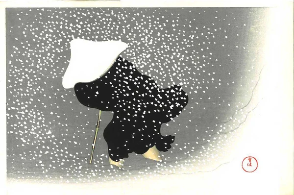 Woodblock print "Snow of Tomoe" by Kamisaka Sekka Published by UNSODO