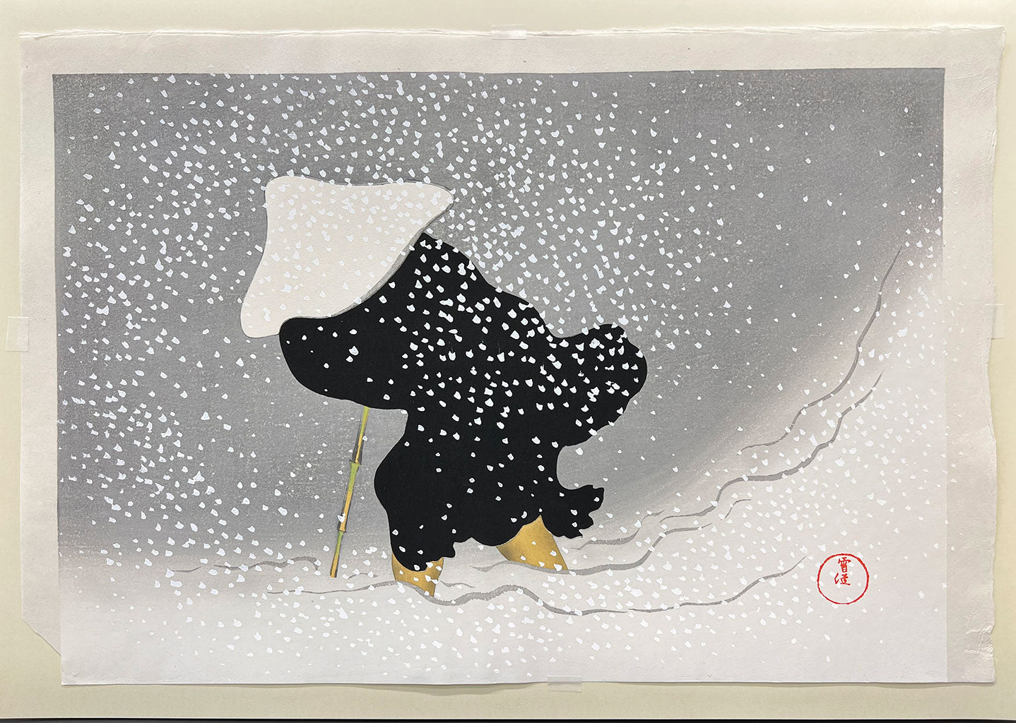 Woodblock print "Snow of Tomoe" by Kamisaka Sekka Published by UNSODO