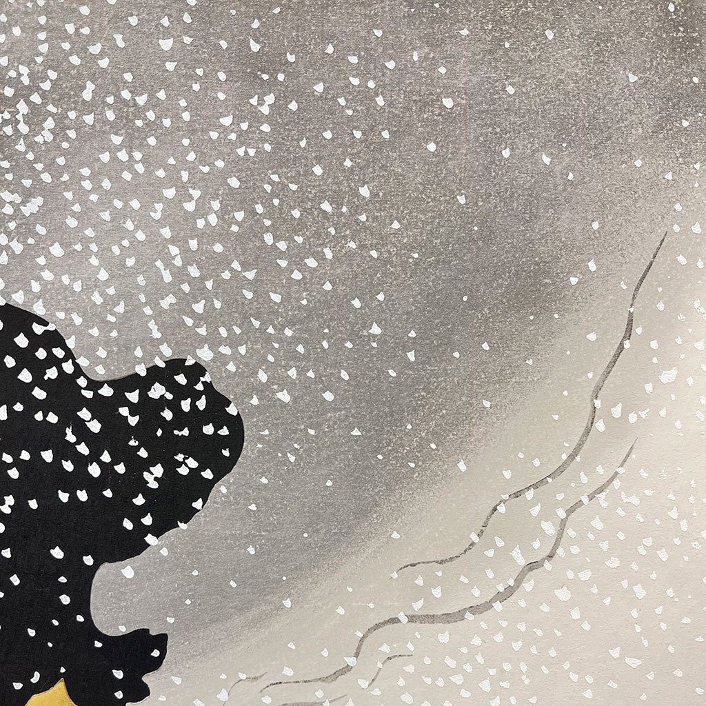 Woodblock print "Snow of Tomoe" by Kamisaka Sekka Published by UNSODO