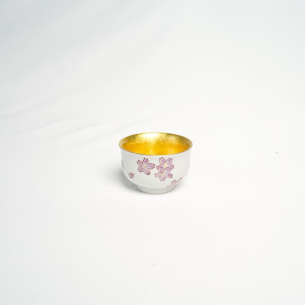 Kutani Ware Sake Cup "Sakura" (Cherry Blossom)