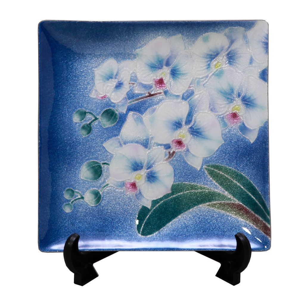 Cloisonne Decorative Plate "Phalaenopsis Orchid"