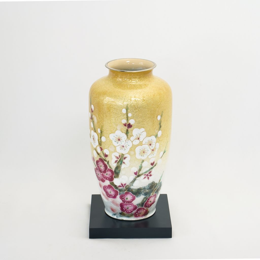 Cloisonne Vase "Red & White Plum Blossoms" Size 70