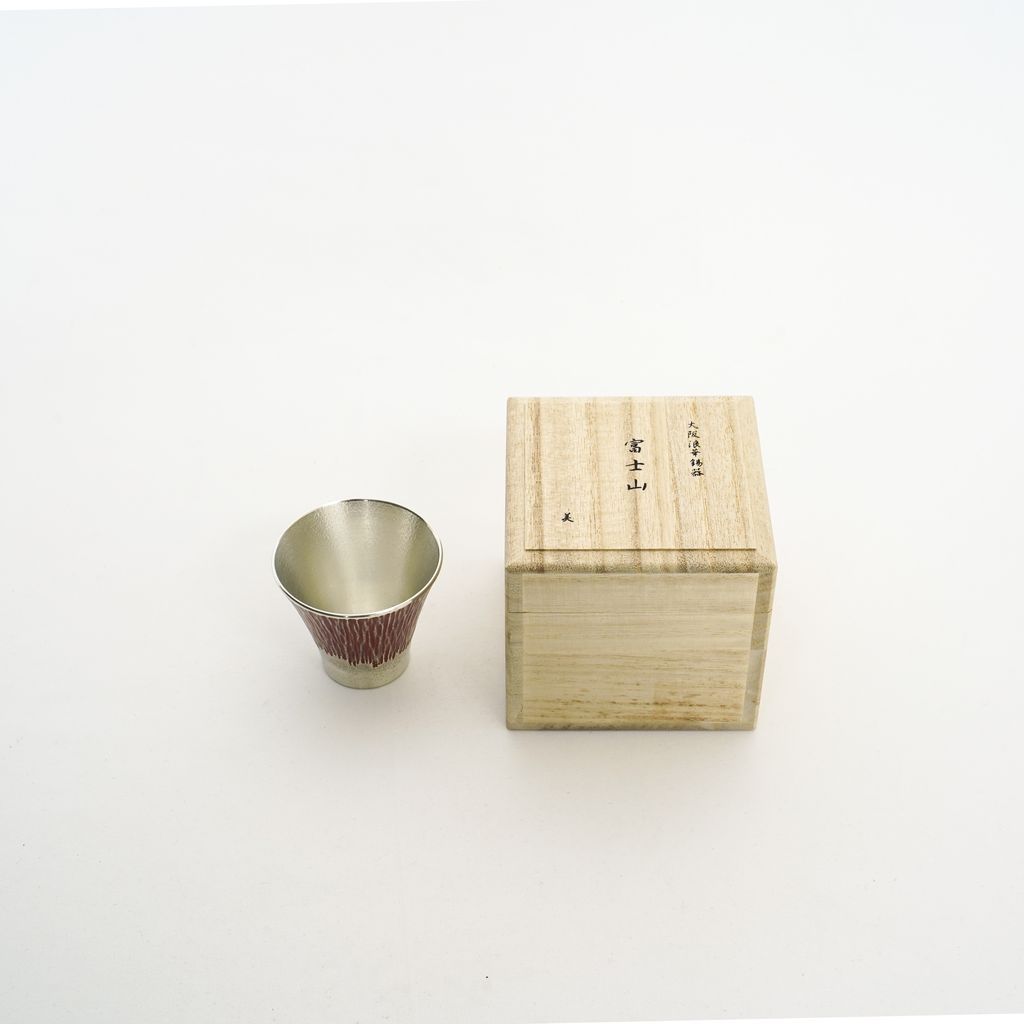 Tinware Sake Cup Mt.Fuji Red