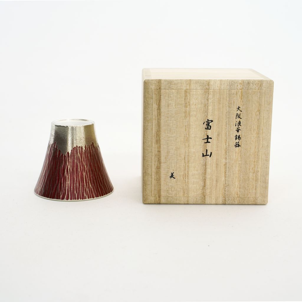 Tinware Sake Cup Mt.Fuji Red