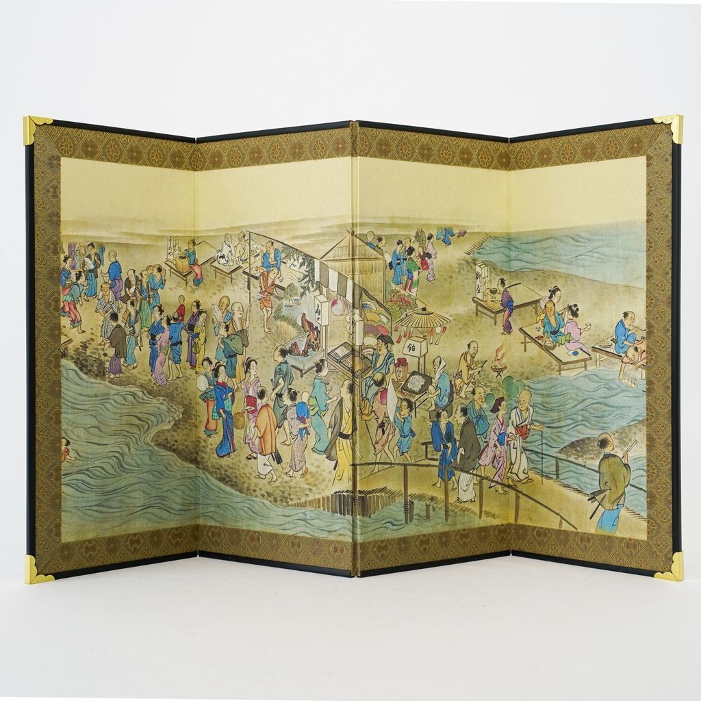 Small folding screens "Around the capital Kyoto" four panels