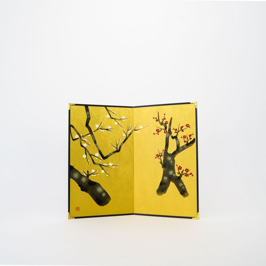 Small folding screens "Plum blossoms" two panels