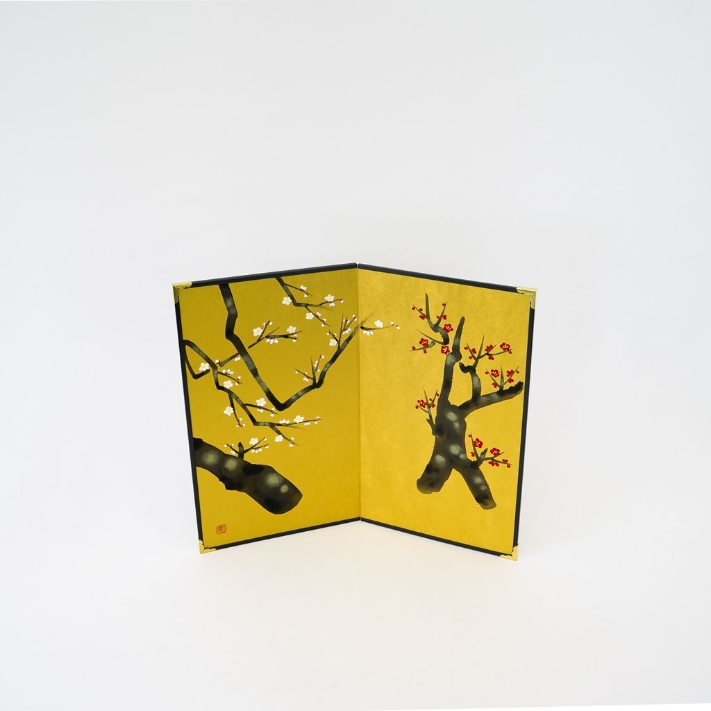 Small folding screens "Plum blossoms" two panels