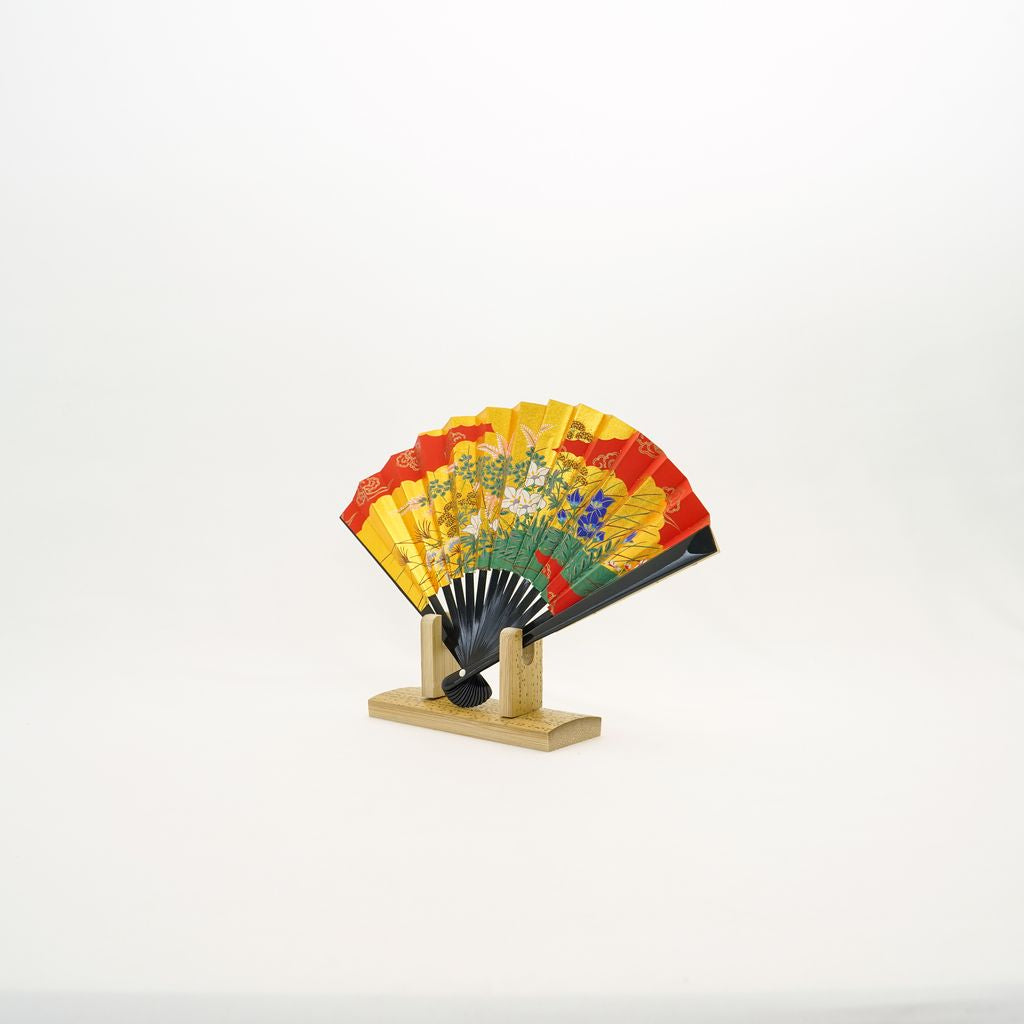 Decorative Folding Fan "Autumn Grass" with stand Size 5 No.556