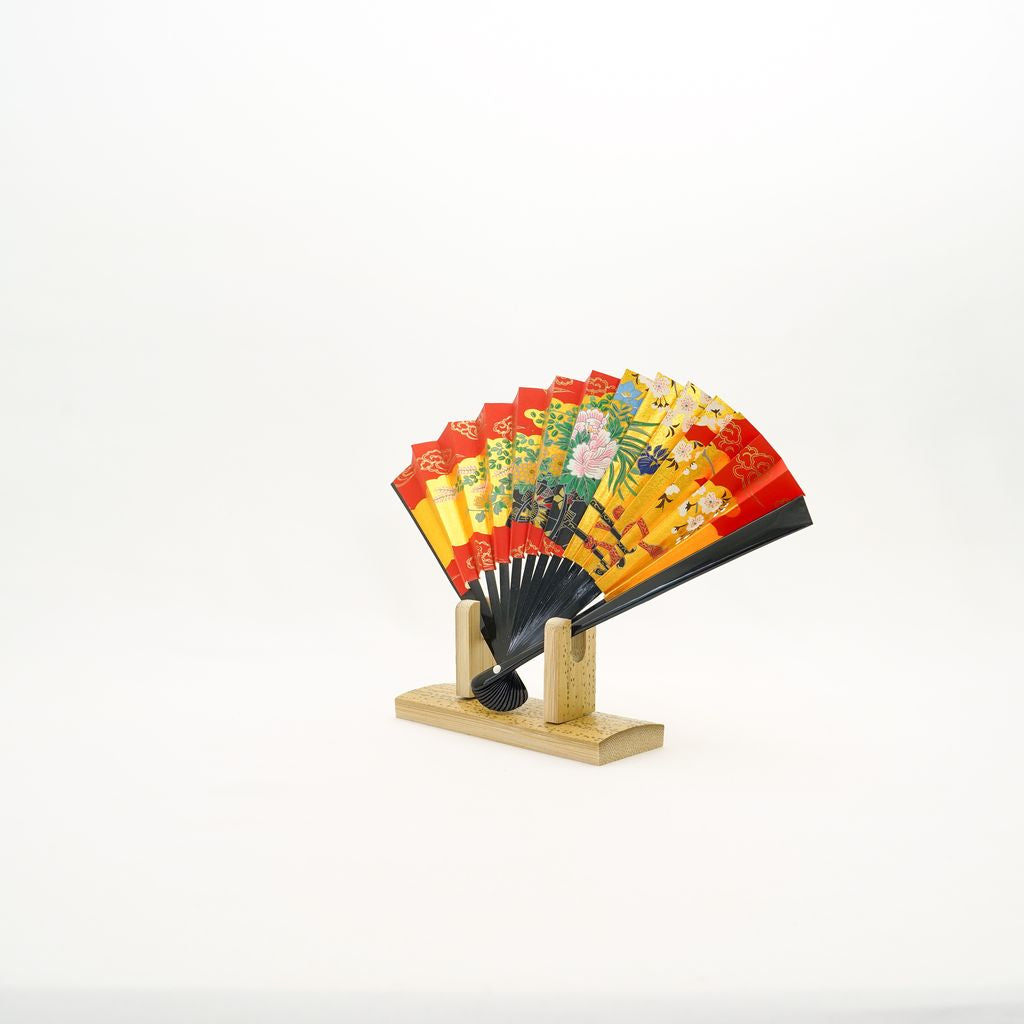 Decorative Folding Fan "Flower Cart" with stand Size 5 No.553