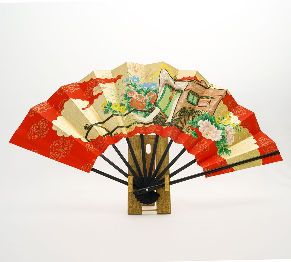 Decorative Folding Fan "Imperial Oxcart" with stand Size 9 No.539