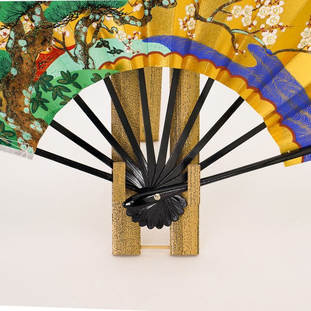 Decorative Folding Fan "Pine Bamboo Plum" with stand Size 9.5 No.510