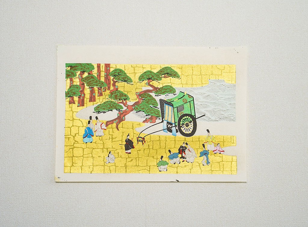 Woodblock print "Ox-drawn coach" by Uchida Original Published by UCHIDA ART