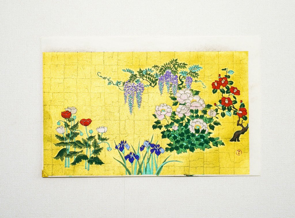 Woodblock print "As the Rinpa style of flowers" by Uchida Original Published by UCHIDA ART