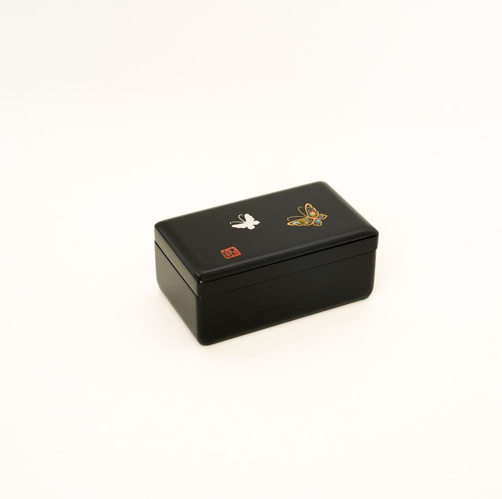 Lacquerware Box "Butterflies" Black S45B