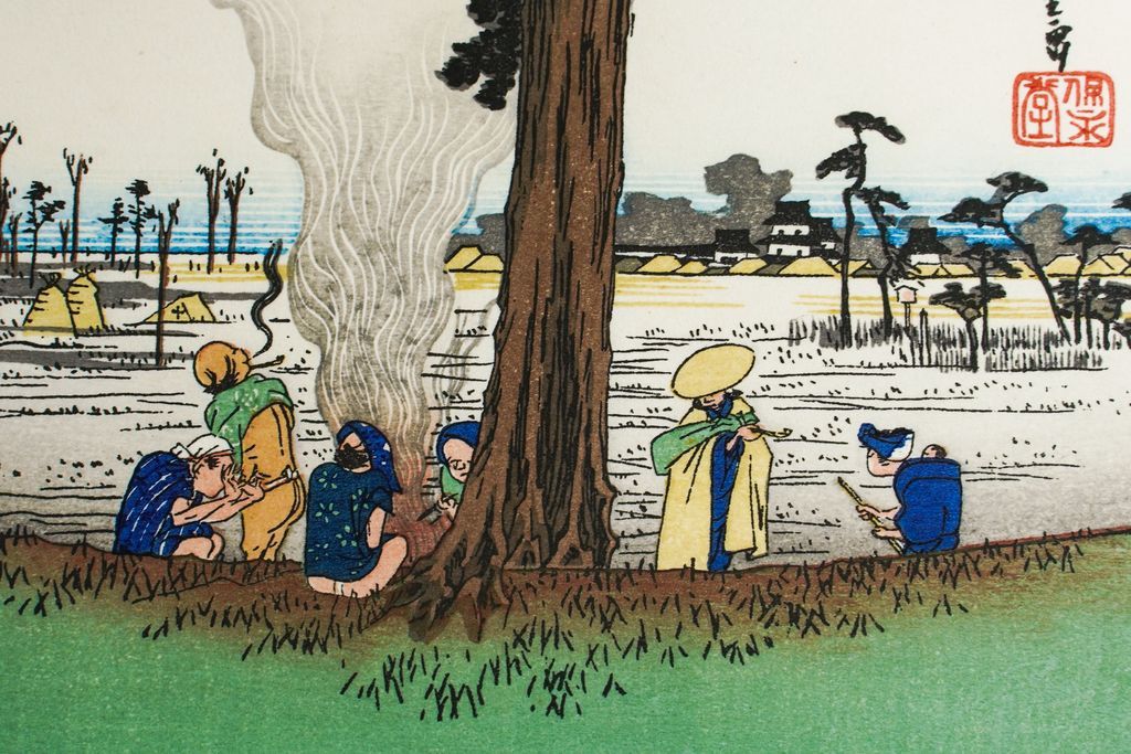 Woodblock print "No.30 Hamamatsu【 Tokaido 53 stations Mini 】" by HIROSHIGE Published by UCHIDA ART