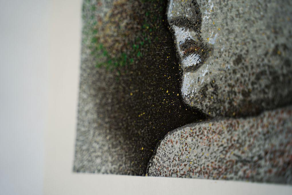 Woodblock print "Stone Buddha Statue of USUI" by Matsumoto Choko Published by UCHIDA ART