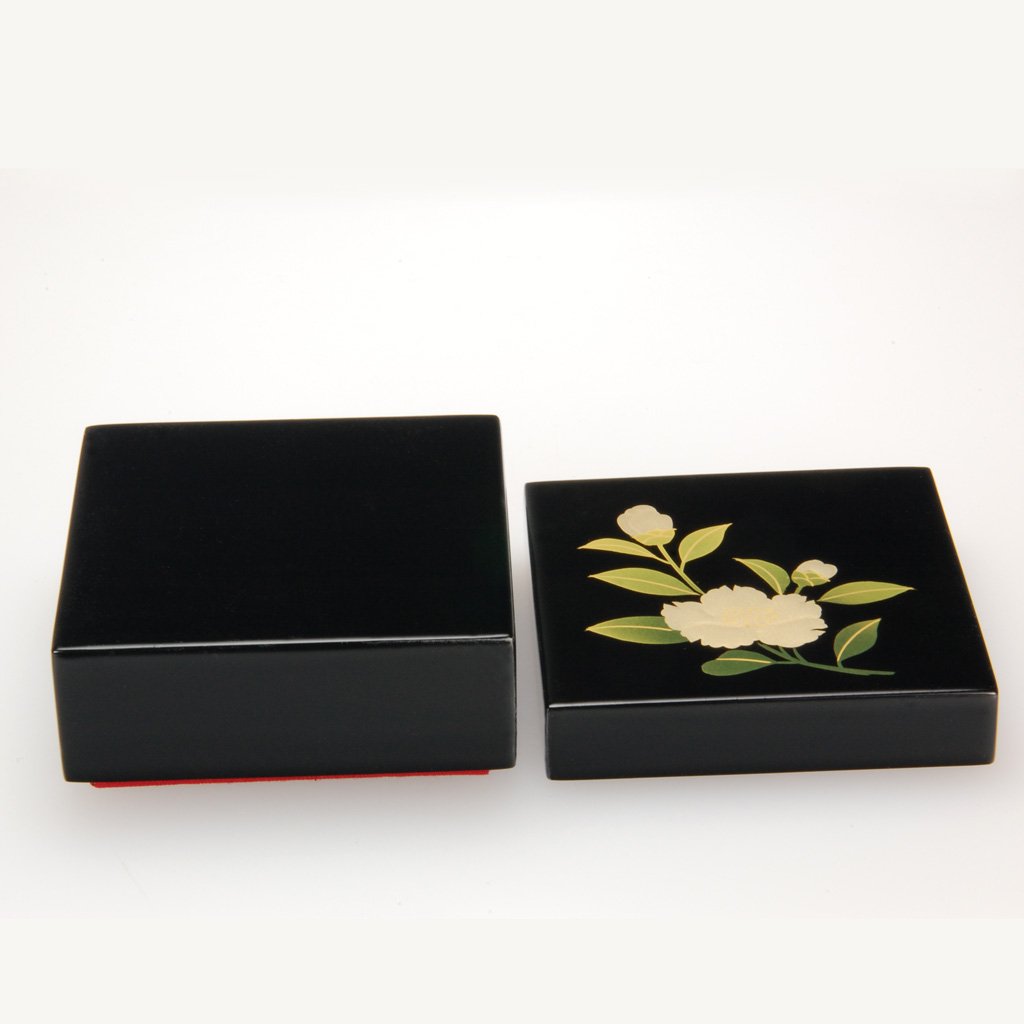 Lacquerware Box "Sasanqua" Size 3.0 Aizu lacquerware