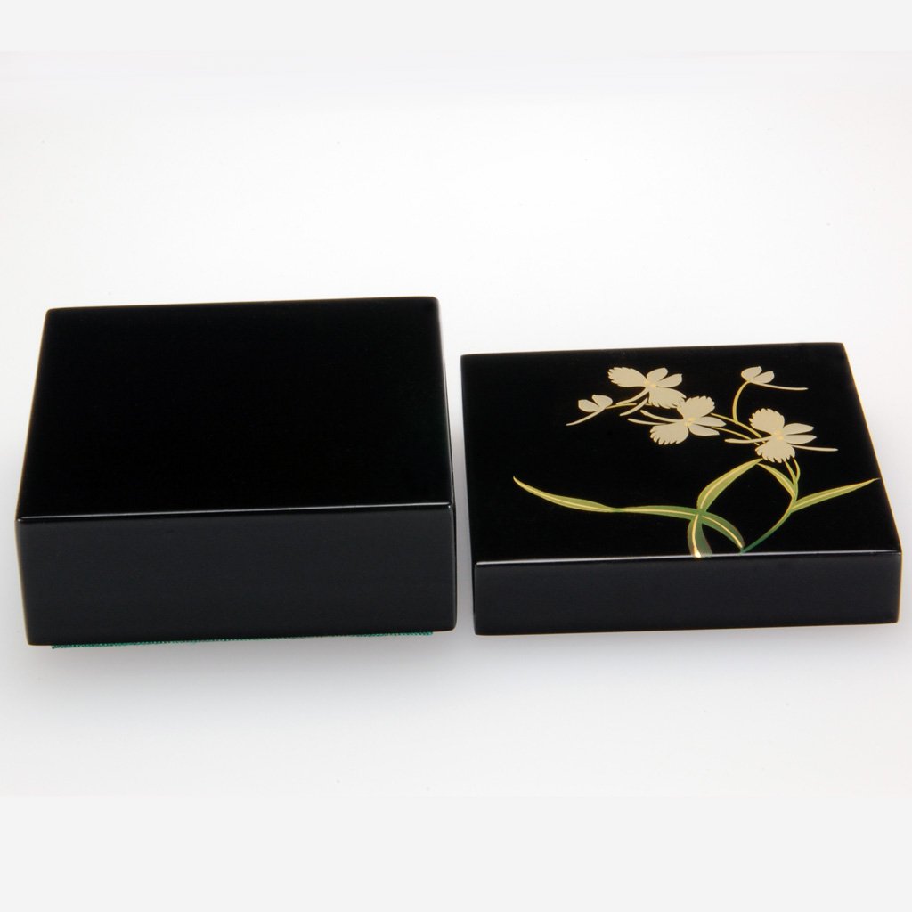 Lacquerware Box "White egret flower" Size 3.0 Sagi-so Aizu lacquerware