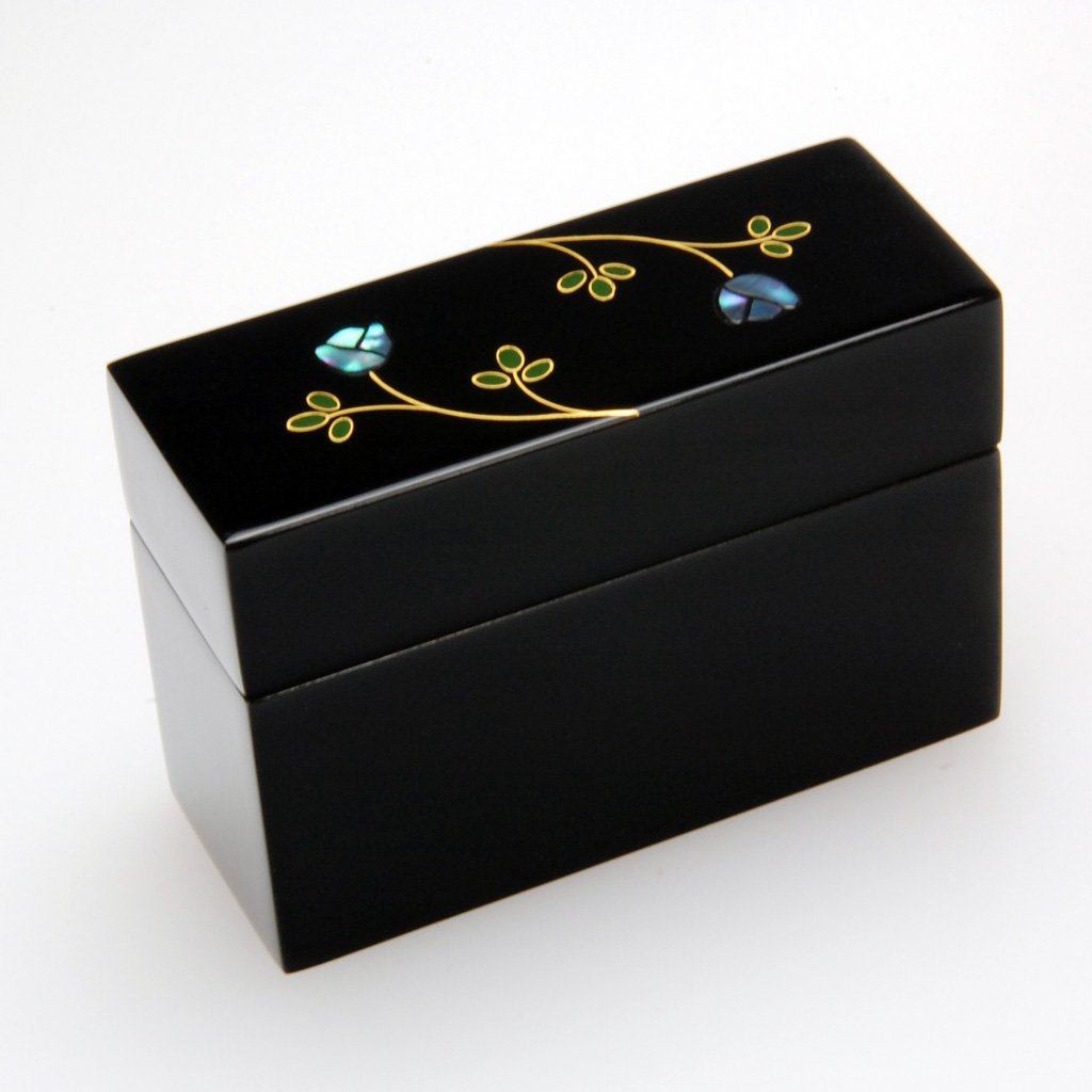 Lacquerware Card Box "Rose" Shell Aizu lacquerware