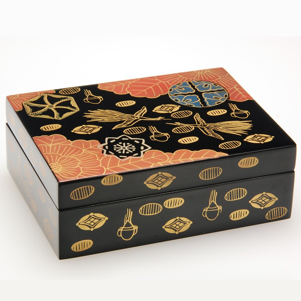 Lacquerware Box "Nishiki-e" Size 4.5 Aizu lacquerware