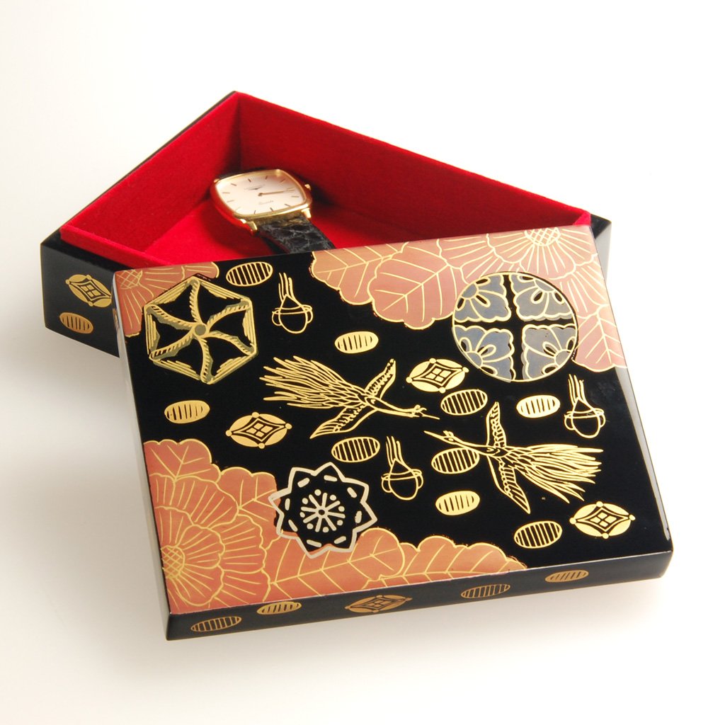 Lacquerware Box "Nishiki-e" Size 4.5 Aizu lacquerware