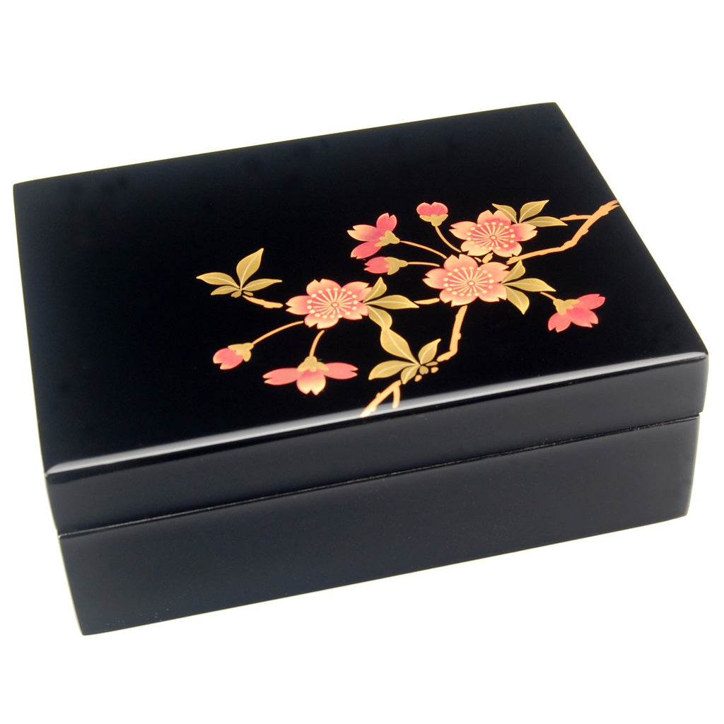 Lacquerware Box "Cherry Blossoms" Size 4.5 Aizu lacquerware