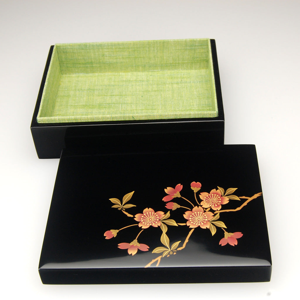 Lacquerware Box "Cherry Blossoms" Size 4.5 Aizu lacquerware