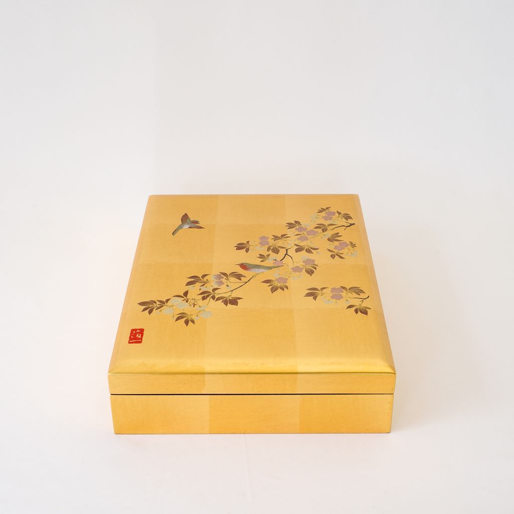 Gold Leaf Box "Flower Watching Birds"