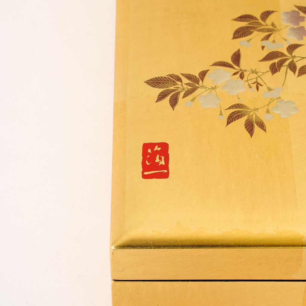 Gold Leaf Box "Flower Watching Birds"