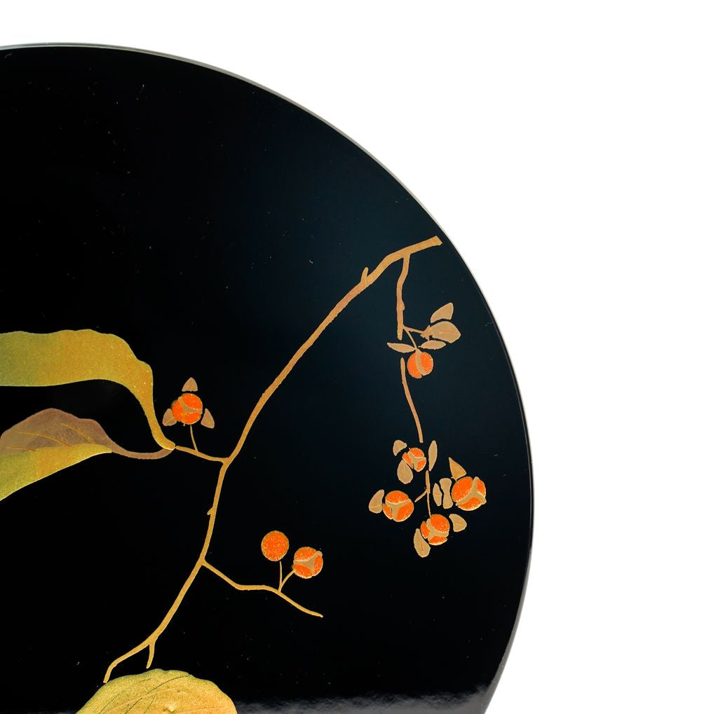 Lacquerware Vase "Leaves" Round Yumeakari