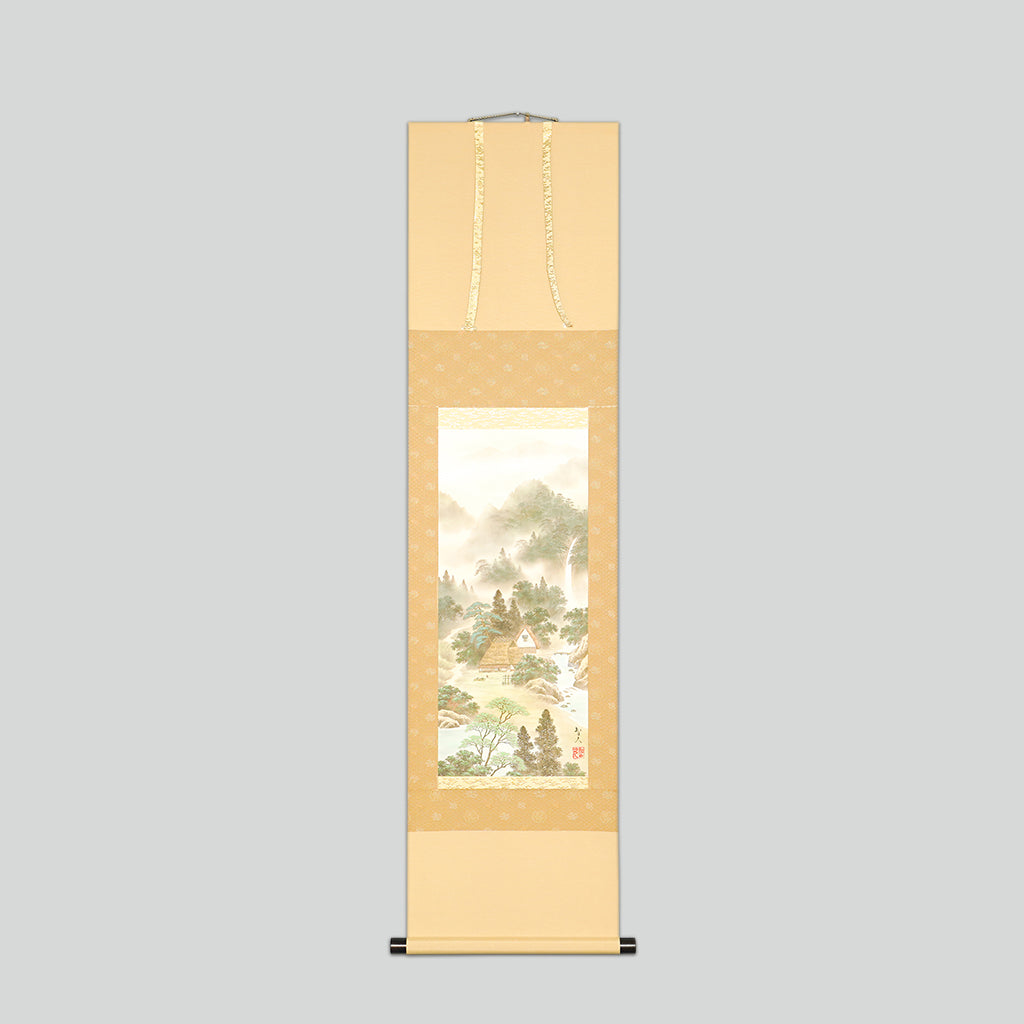 Japanese Hanging Scroll Kakejiku Tomohisa Miyazaki "Shan Shui Painting with Four Gods"
