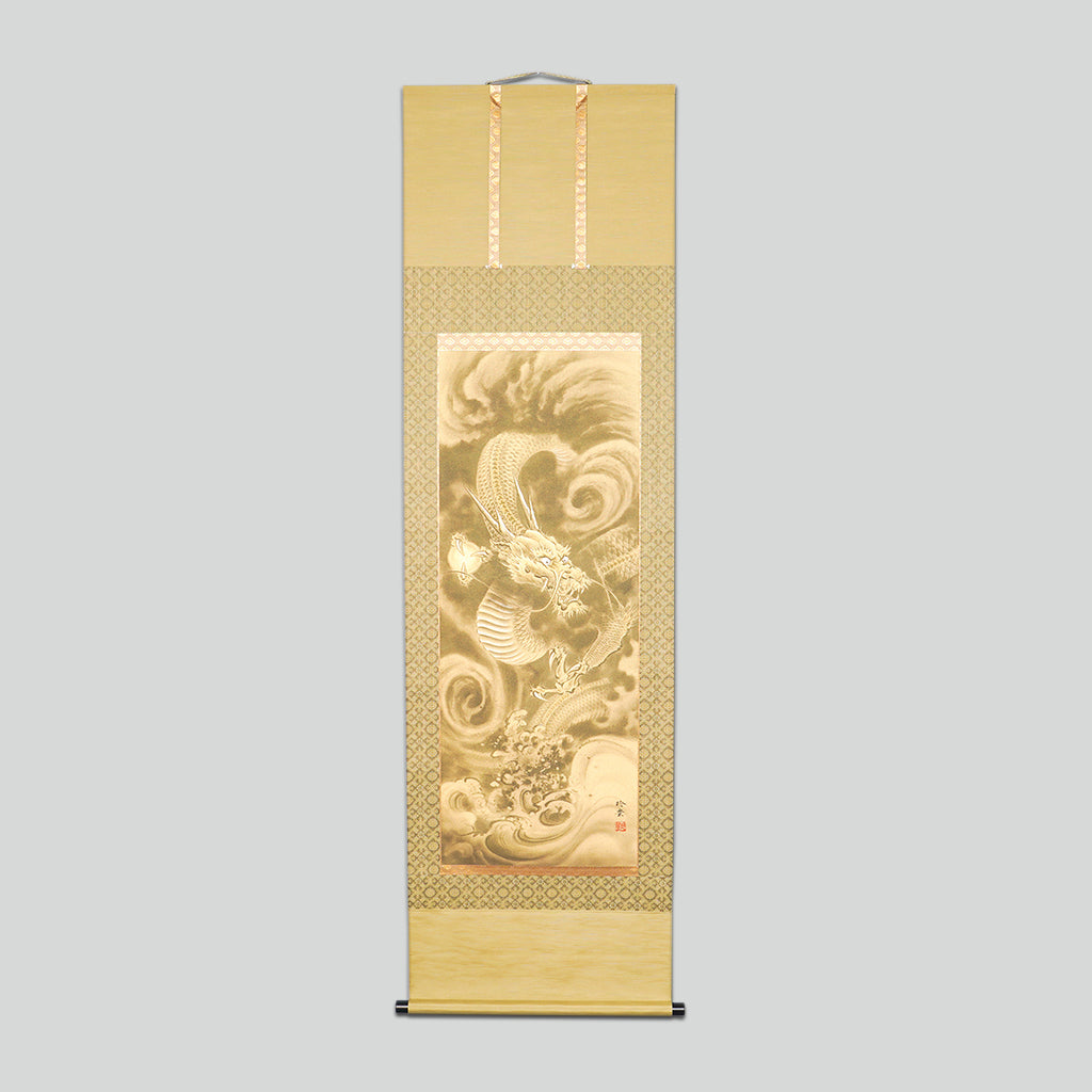 Hanging Scroll Kakejiku Reiho Imai "Golden dragon"