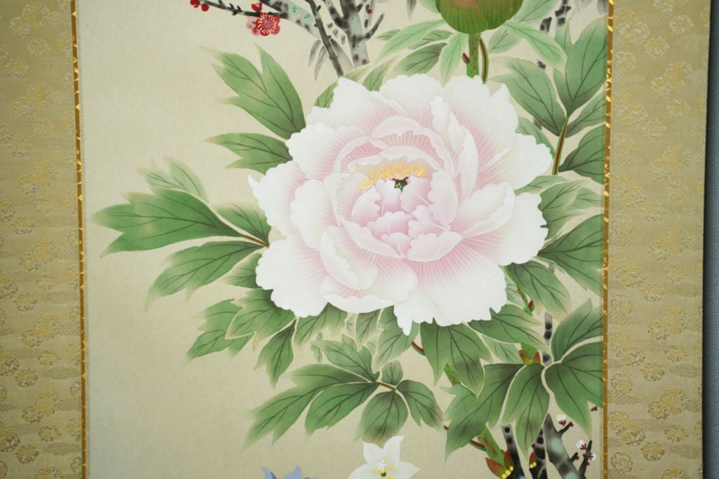 Japanese Hanging Scroll Kakejiku Enshu Nakamura "Flowers of Four Seasons"