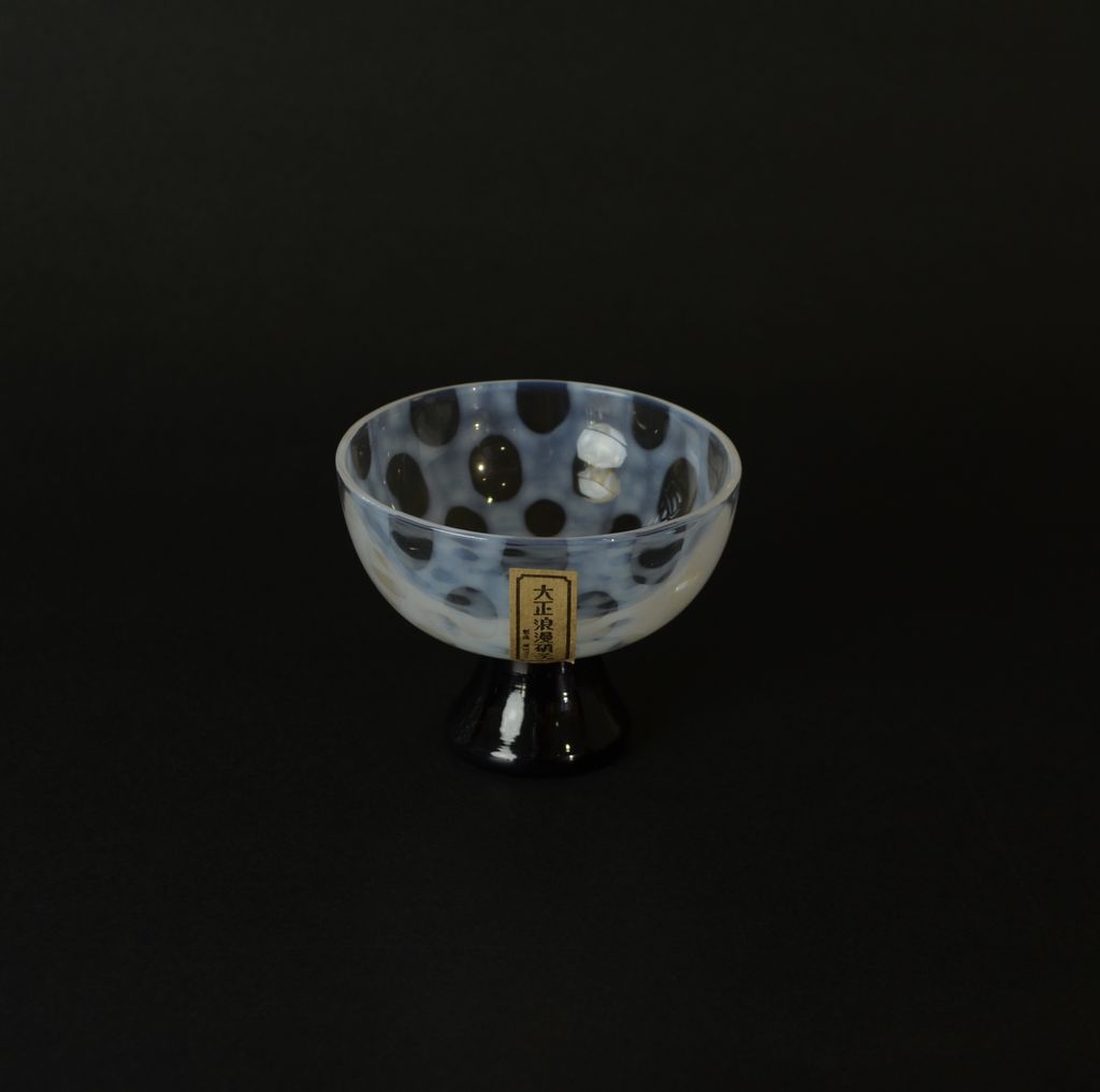 Edo Glass Sake Cup Taisho Roman Dot