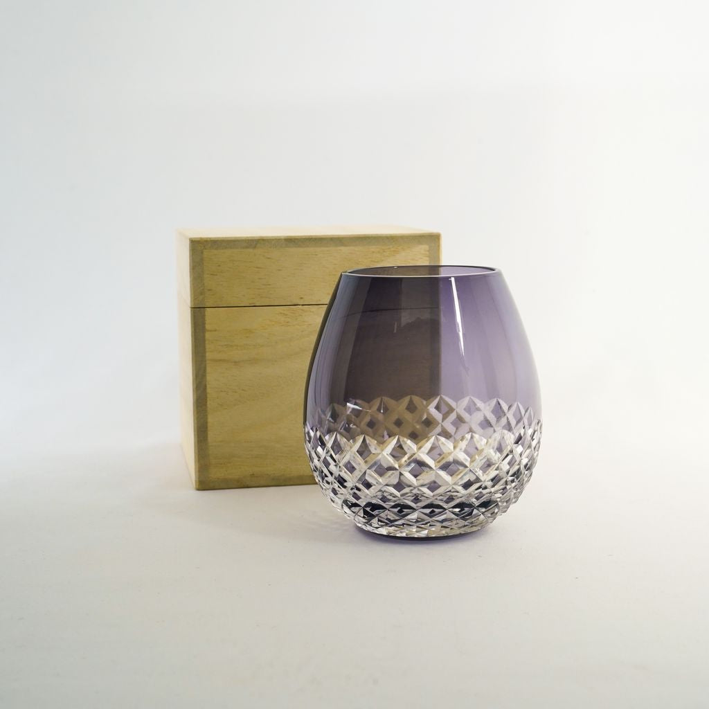 Edo kiriko Tumbler “Karai” Arare Purple