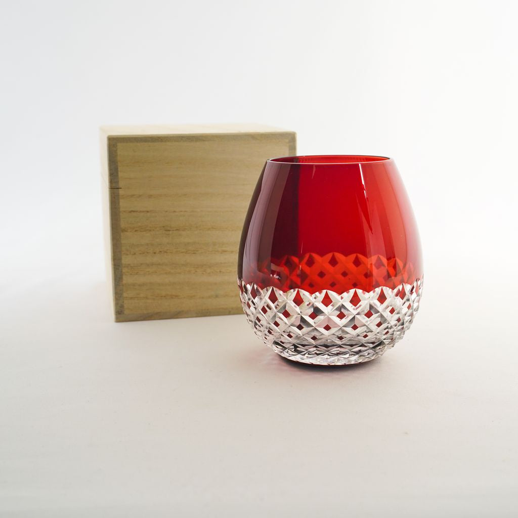 Edo Kiriko Tumbler “Karai” Arare Red