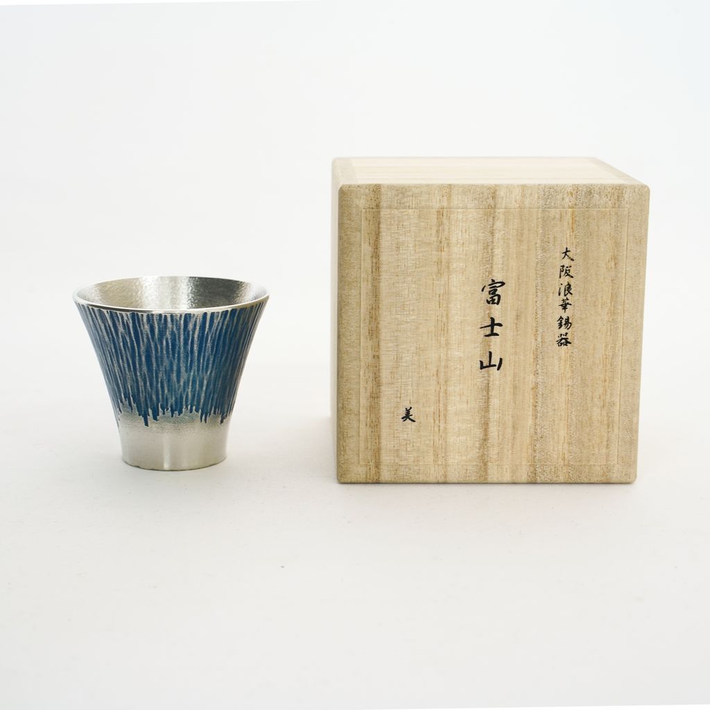 Tinware Sake Cup Mt.Fuji Blue