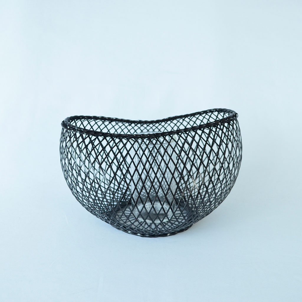 Bamboo Flower Basket “Mayu” Black