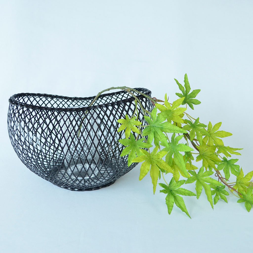 Bamboo Flower Basket “Mayu” Black
