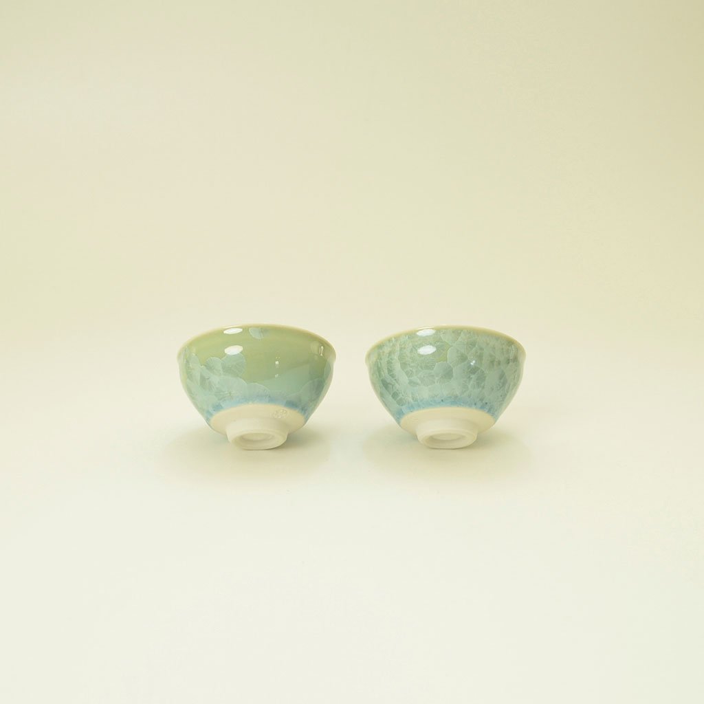 Sake Cup Pair set "Flower Crystal" Green × Green