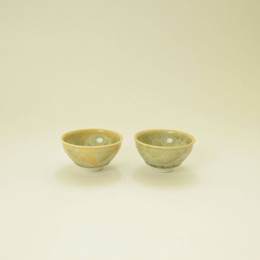 Sake Cup Pair set "Flower Crystal" Yellow ×Yellow
