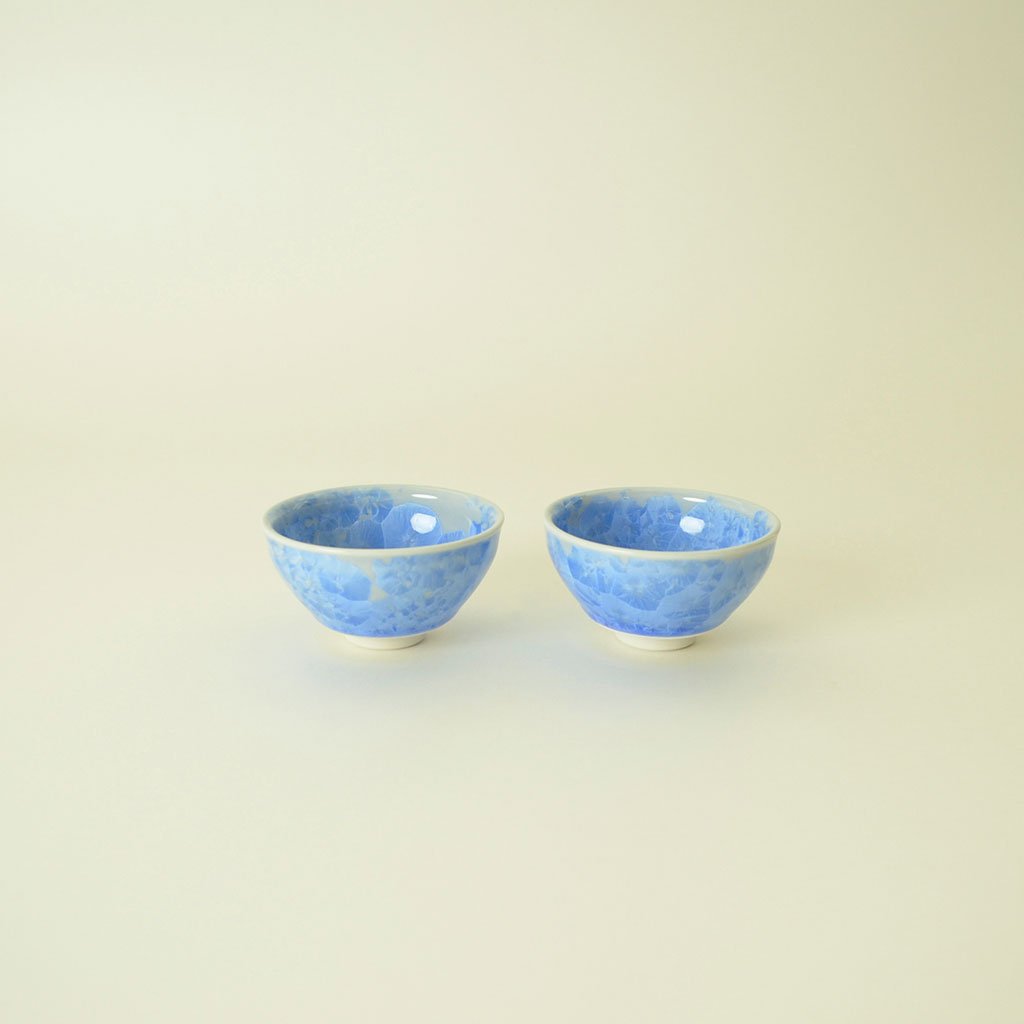 Sake Cup Pair set "Flower Crystal" Blue × Blue