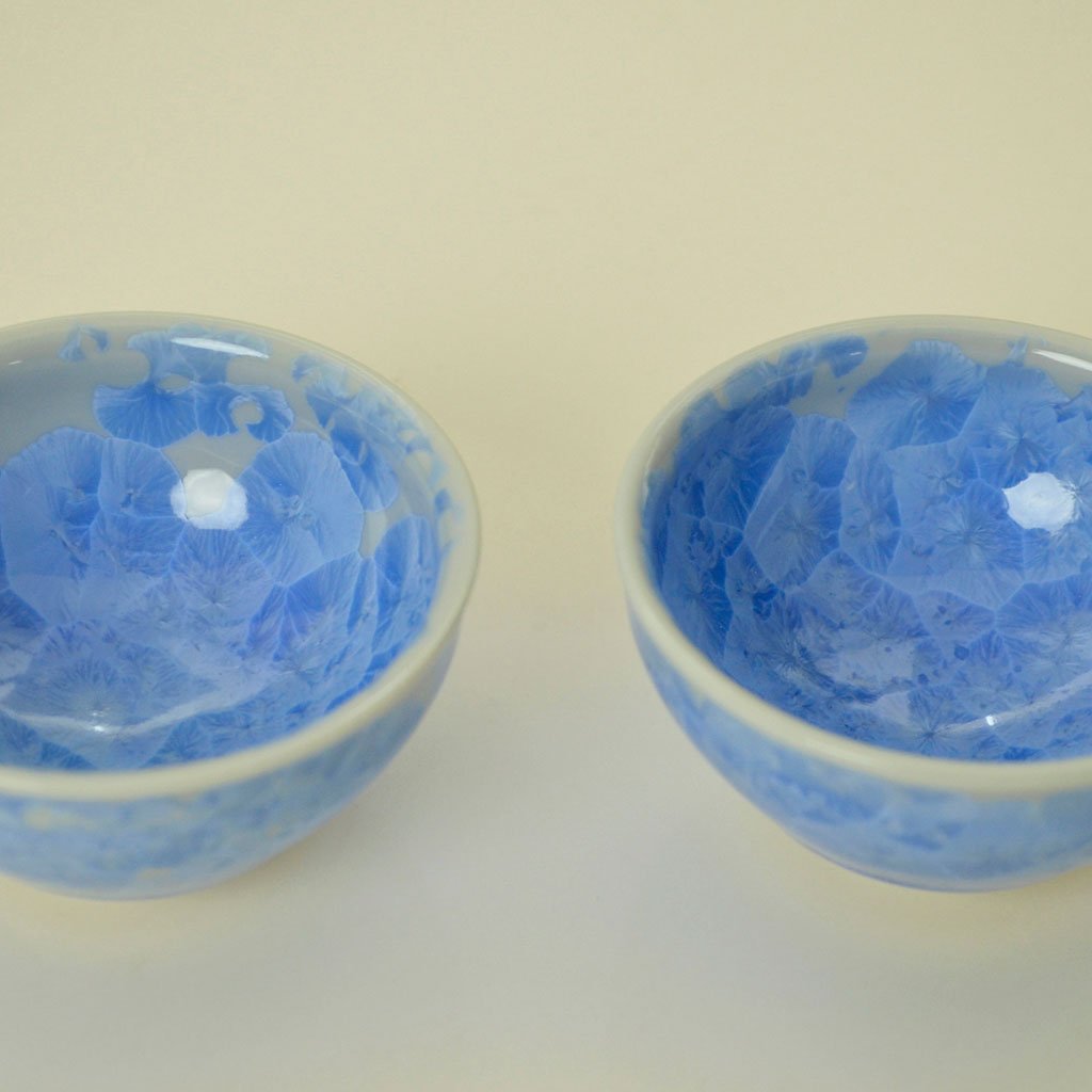 Sake Cup Pair set "Flower Crystal" Blue × Blue