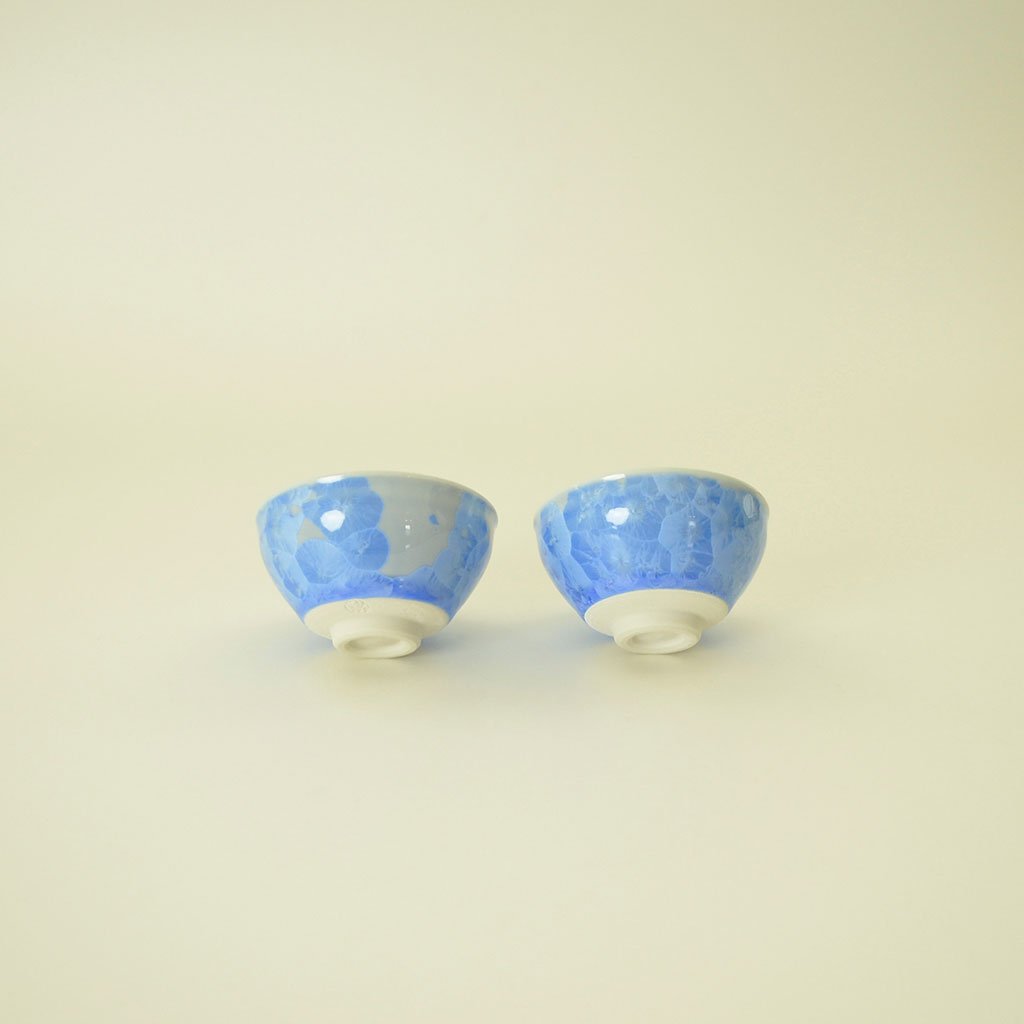 Sake Cup Pair set "Flower Crystal" Blue × Blue