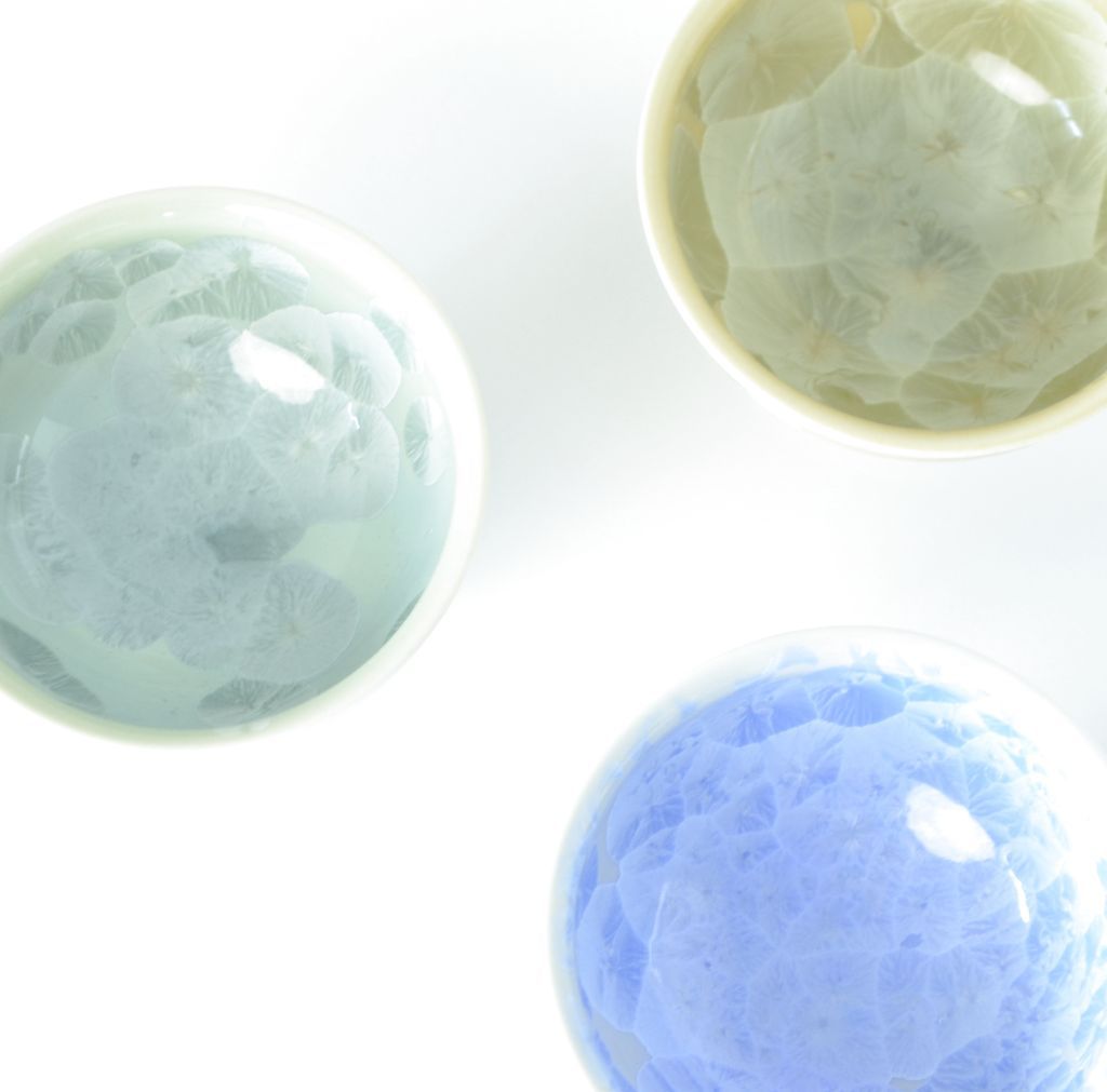 Sake Cup Pair set "Flower Crystal" Mix color